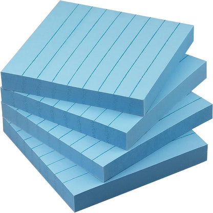 Lined Sticky Notes 3x3 Sticky Notes with Lines Self-Stick Notes Bright Color 4 Pads 90 Sheets/Pad (Pastel)