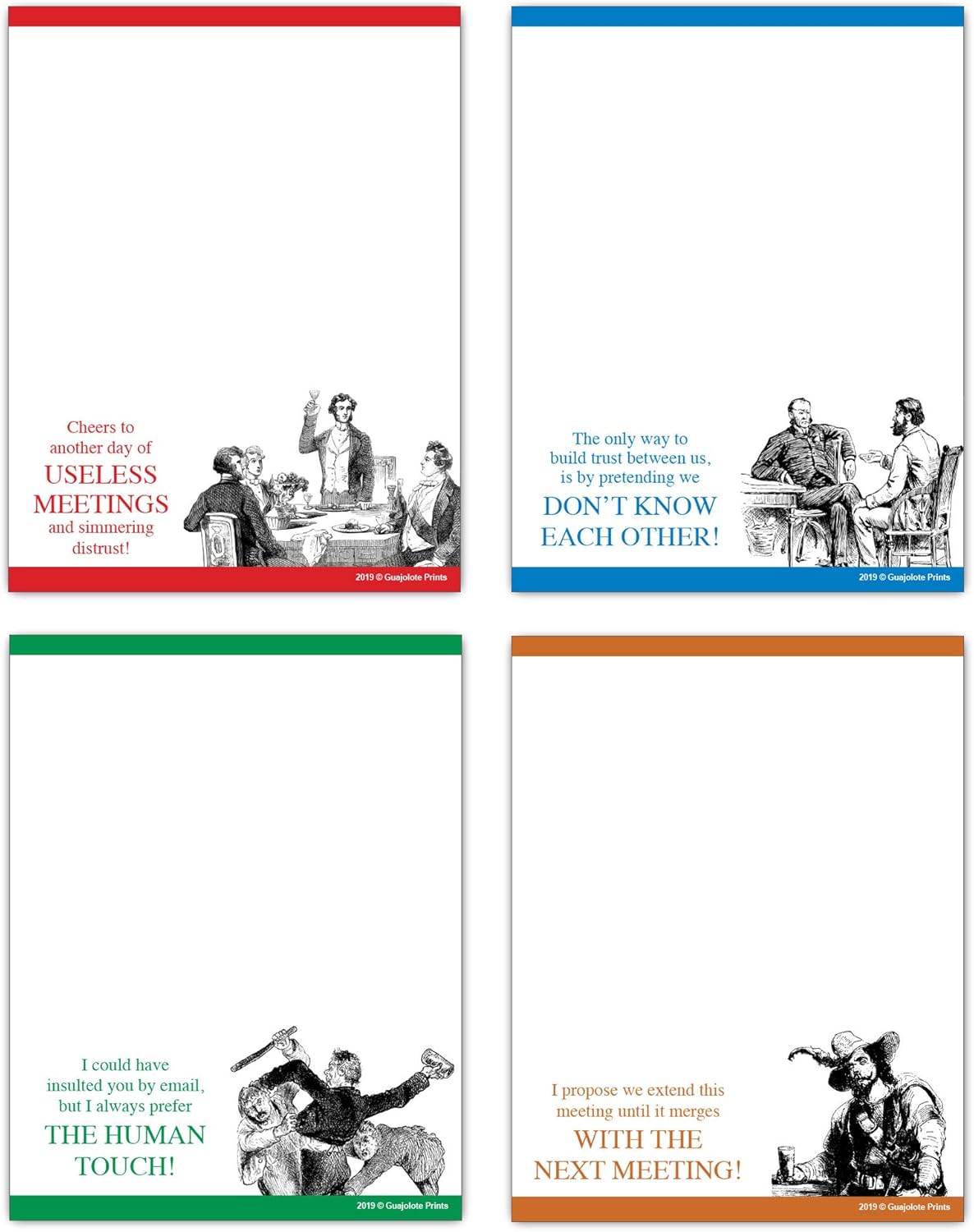 Funny Notepads (4-Pack) — Office & Work From Home Gag Gift for Coworkers or Friends — Sarcastic Desk Memo Pads — Everything Is Fine, This Is My Life Now, I Have No Idea What I’m Doing, I’m Not Even Trying Anymore