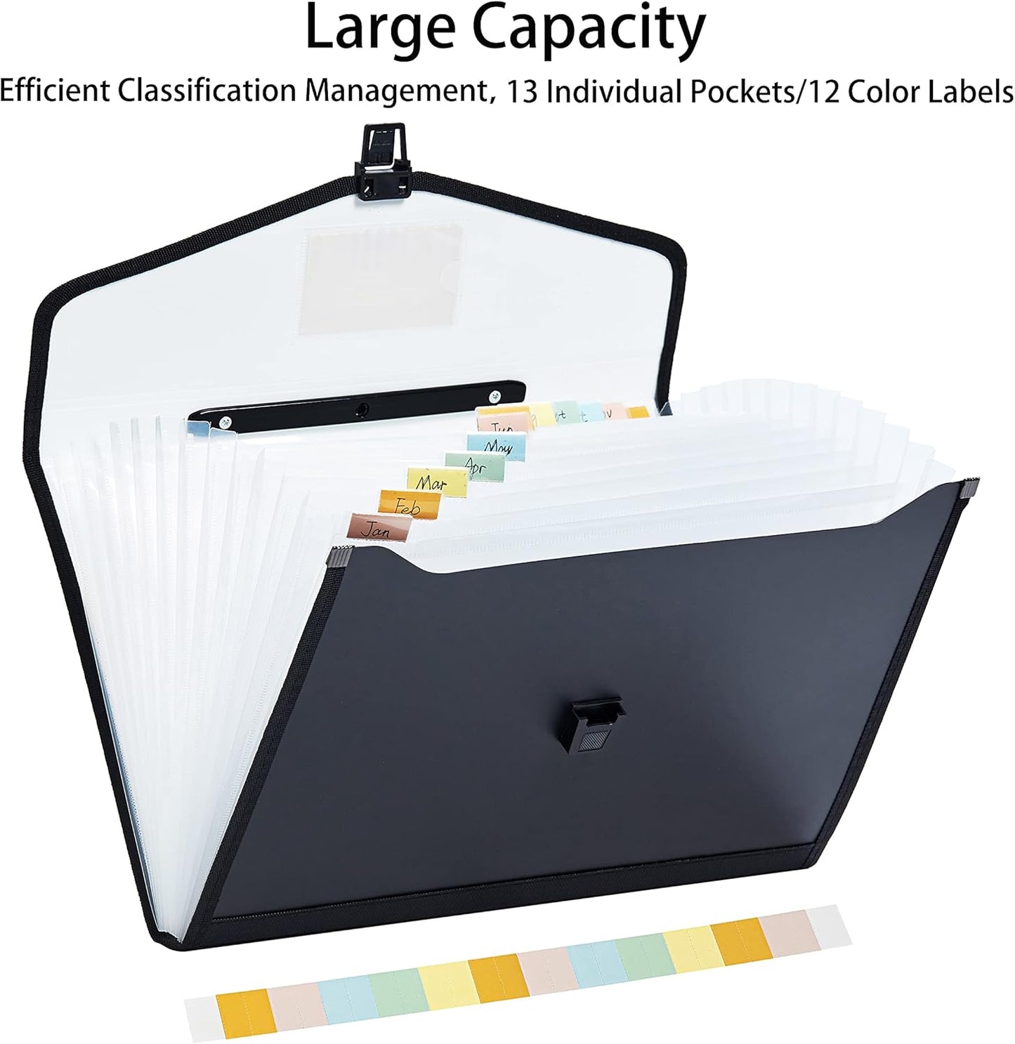 Leagl Size 13-Pockets Expanding File Folder with Handle, Plastic Accordion Filling File Folder Expandable Monthly Portable Paper Document Organizer for Office School & Home (Green)