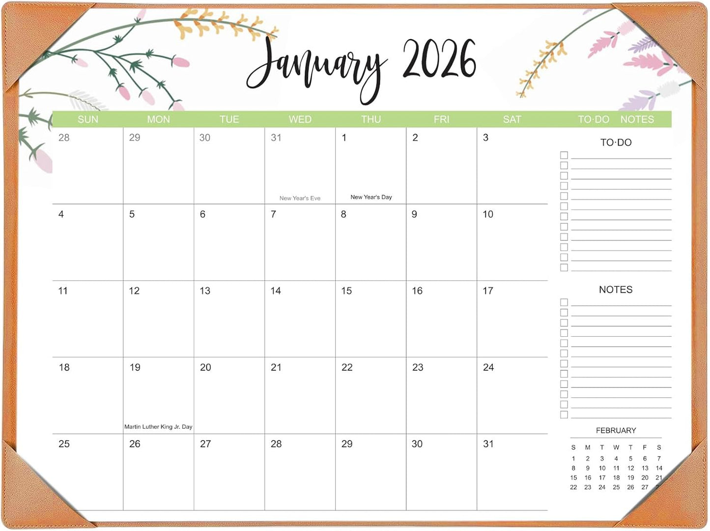 Desk Calendar 2026 with Desk Mat – 22" x 17" Large Desk Pad Calendar Runs from January 2026 to June 2027, Floral Design Desktop Calendar with To Do List, Personal Desk Calendar Planner for Home, Office