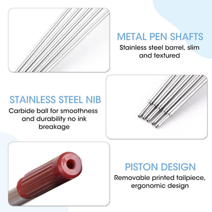 0.7 mm Ballpoint Ink Twist Pen Refills, 15 Pcs Medium Point Metal Smooth Writing Replaceable Ink Refill, Stationery Compatible for Cross Ballpoint Replacement (4.6in M) (Black+Red+Blue, 15)