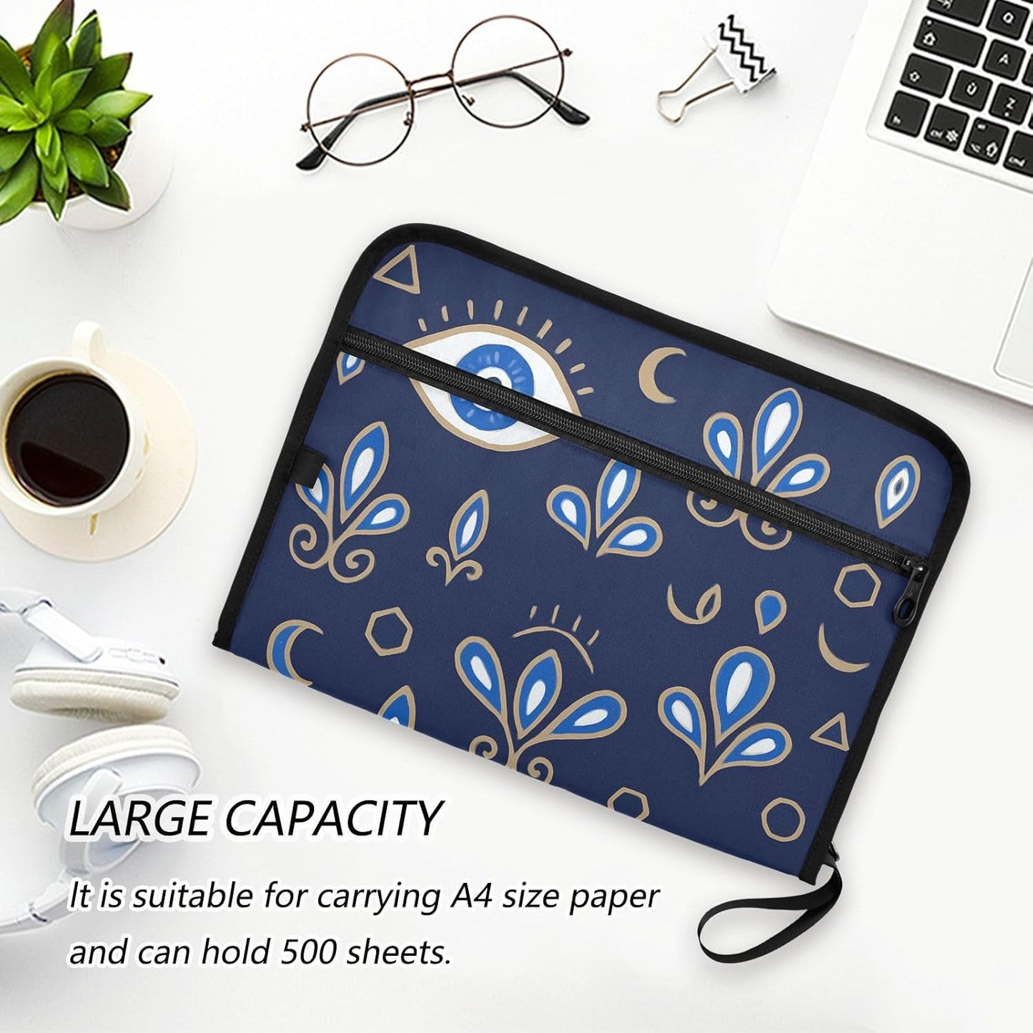 Mushroom Botanical Dragonflies Butterflies Expanding File Folder with Sticky Labels, 13 Pockets Accordion File Folder Document Organizer Expandable Zip File Folder with Zipper Closure
