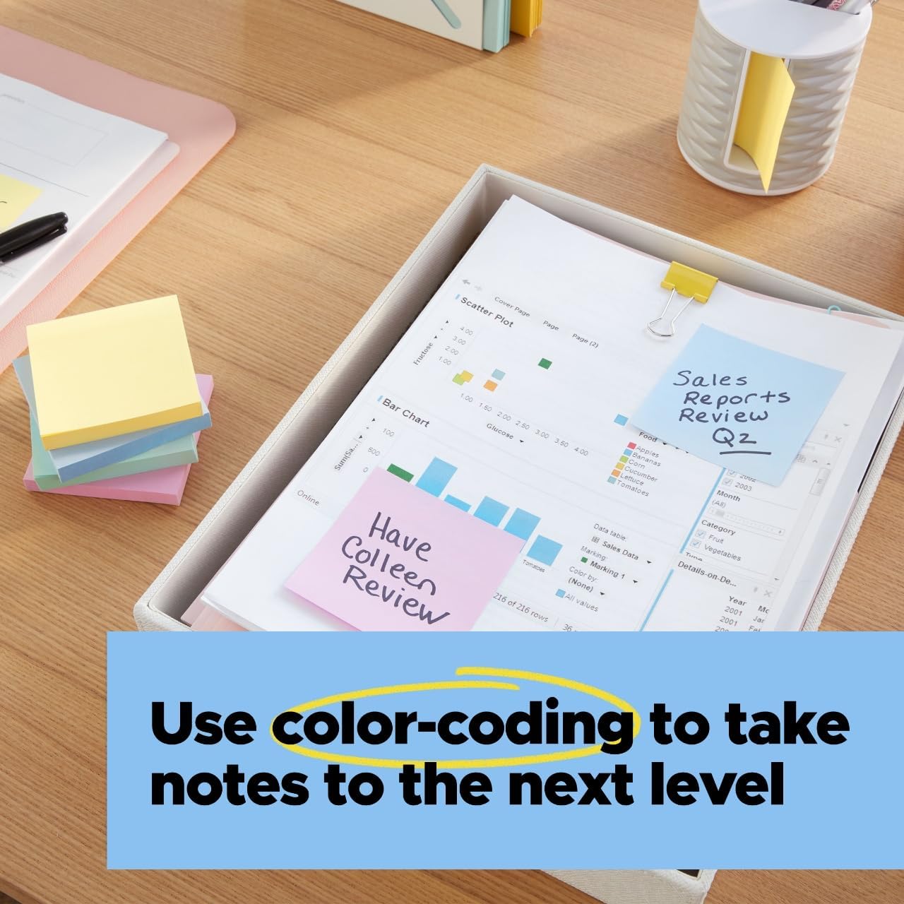 Post-it 100% Recycled Paper Super Sticky Notes, 3 in. x 3 in., 12 Pads, 70 Sheets per Pad, Wanderlust Pastels, School Supplies and Office Products