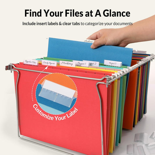 SUNEE Hanging File Folders, 50 Pack Letter Size Hanging File Folders with 1/5-cut Tabs, Stay Organized for Your Home and Office Bulk File, Documents and Paper, 10 Pastel Colors