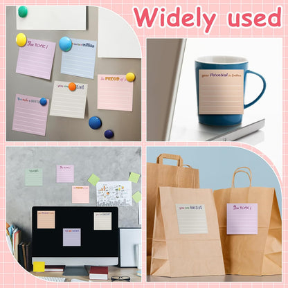 Yinder 48 Pcs Inspirational Sticky Notes Cute Motivational Sticky Notes Pad End of Year Employee Appreciation Gifts Bulk for Teacher Nurse Coworkers Office Supplies 3 x 3'' (Thank You,Dark Color)
