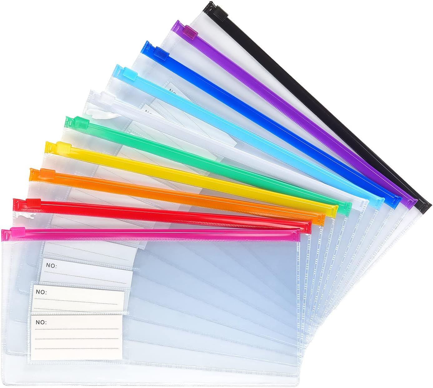 Tamaki 10 Pack Plastic Envelope Poly Zip Envelop Plastic Envelopes Files Zipper Folders, A4 Size, Letter Size, for School Office Supplies, 10 Color (13x9.25)
