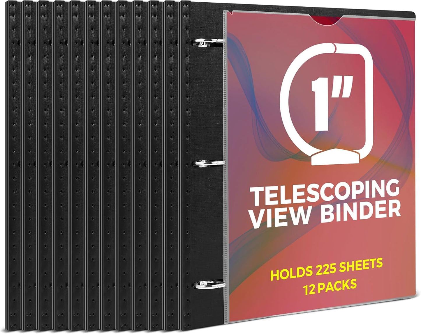 Telescoping 3 Ring Binder-4PCS, Flexible Binder with Elastic Rubble Spine+3 Round Rings, Flat Writing Binder, 4 Bright Colors