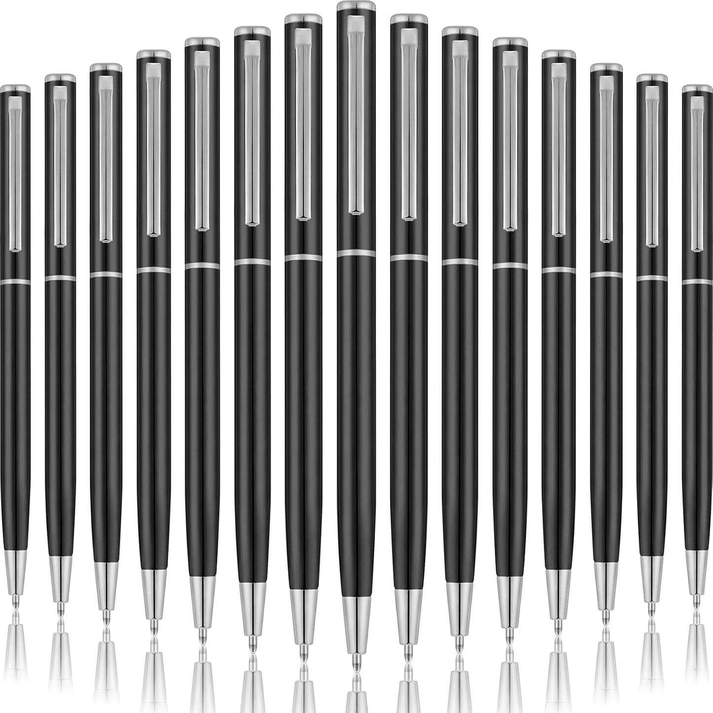 Zonon 240 Pcs Gold Metal Slim Ballpoint Pens Bulk Retractable Metallic Black Ink 1 mm Medium Point Smooth Writing Pens for Wedding Business Office Supplies Students Teachers Men Women Present