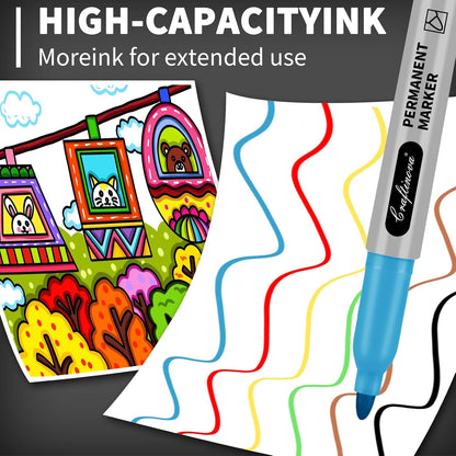 Black Ultra Fine Point Permanent Markers, Extra Fine Tip, Quick Drying and Waterproof, Fade Resistant Perfect on Paper, Glass, Metal, Plastic, Wood, Office & School Use, 12 Pack