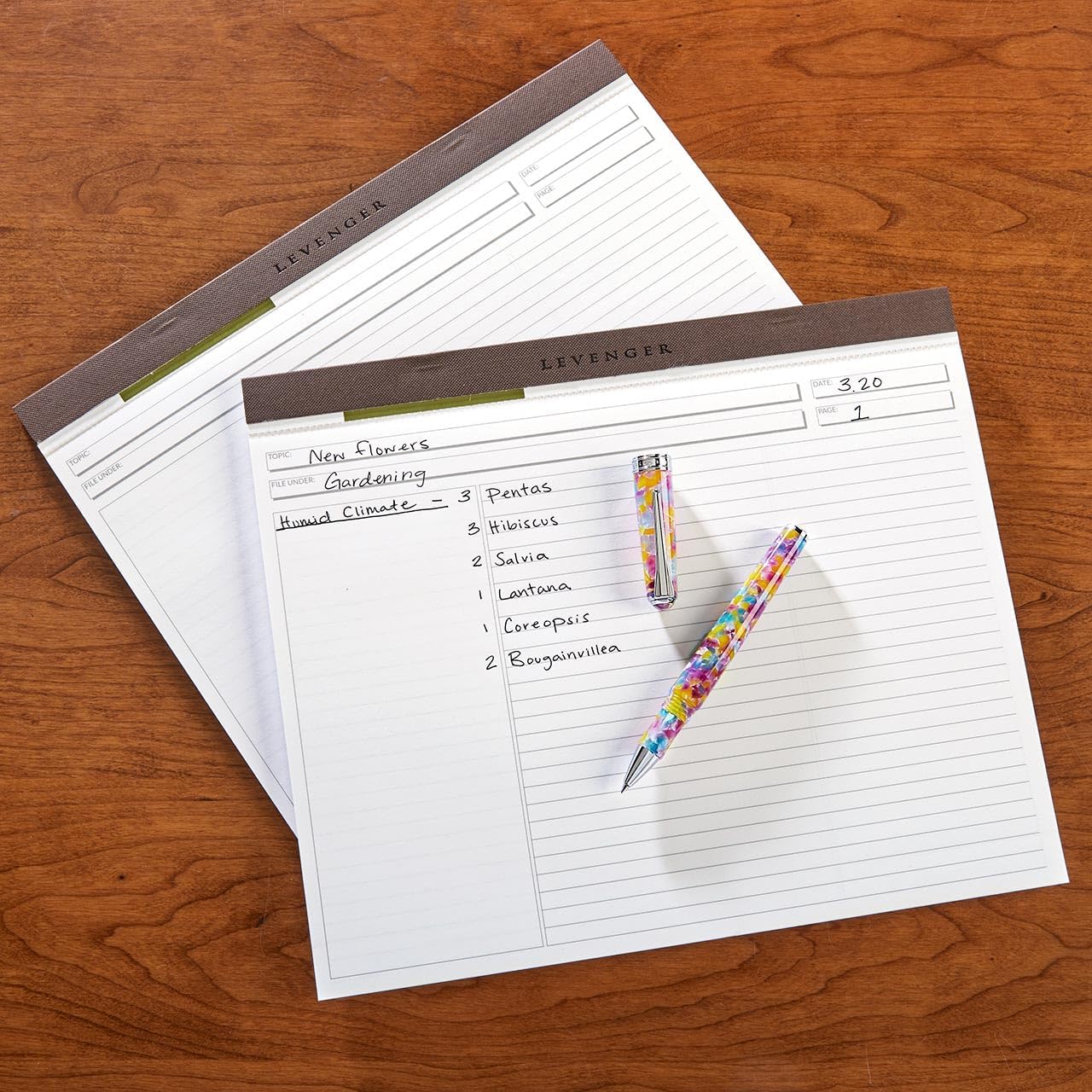 Levenger Freeleaf Horizontal Annotation Ruled Pads – Set of 2, 50 Sheets Each, 11" x 9.25", Gray 1/4" Ruled, Perforated, 100gsm Acid-Free Paper, Ideal for Cornell Note-Taking, Landscape Format