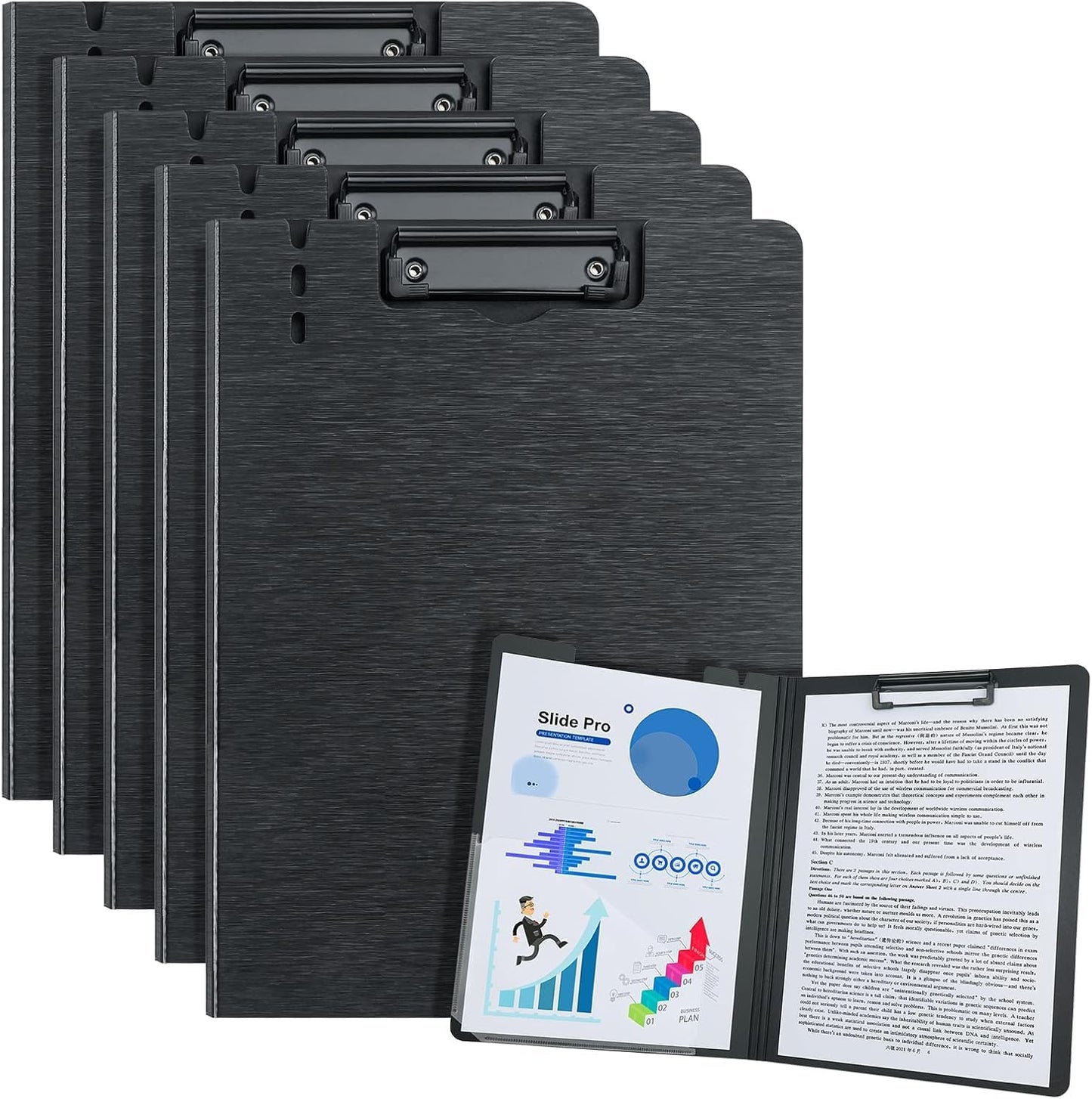 A4 Clipboard Folder,10 Pack Foldable Clipboards with Pocket for Business,Office,School or Restaurant (Black)