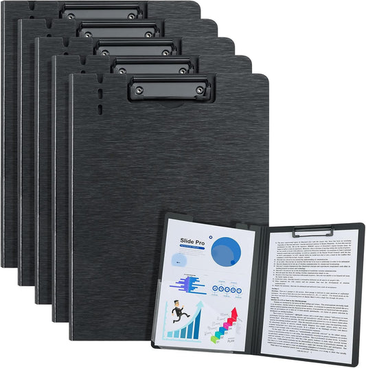 A4 Clipboard Folder,10 Pack Foldable Clipboards with Pocket for Business,Office,School or Restaurant (Black)