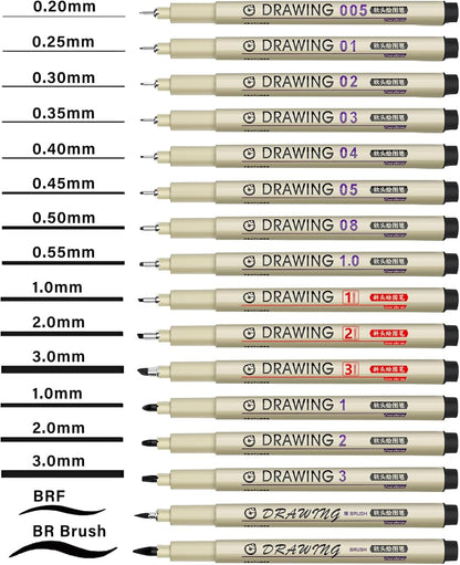 Muchcute Extra Fine Point Writing Pens:6 Black 0.25mm Ultra Thin Micron Pen 01 No Bleed Bible Journaling Study Supplies Annotation Smooth Waterproof Micro Line Tip Fineliner Gel Felt Ink Markers Stuff