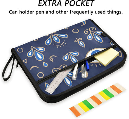 Mushroom Botanical Dragonflies Butterflies Expanding File Folder with Sticky Labels, 13 Pockets Accordion File Folder Document Organizer Expandable Zip File Folder with Zipper Closure