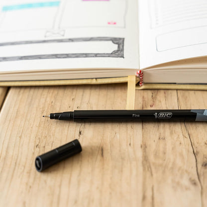 Bic Intensity 0.4 mm Fine Point Writing Felt Tip Pens (Pack of 12) 12 Black