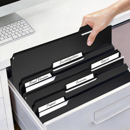 Black File Folders, 6-Pack, 1/3 Tab Filing Folders for 8.5x11 Letter Size Documents, Great for Organizing and Easy File Storage (6 Pack)