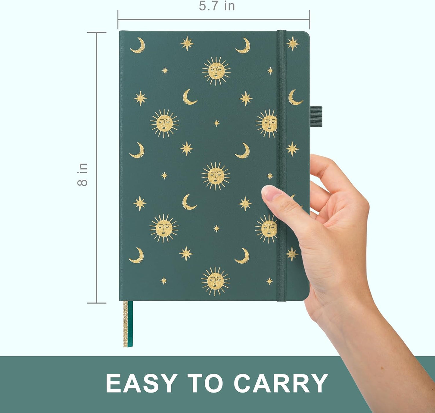 &And Per Se Lined Journal Notebook, 160 Pages, A5 5.7 x 8 inches College Ruled Thick Paper Notebook Journals for Writing, Hardcover Notebooks for Women Men Office School (1 Pack, Green) - Colors B