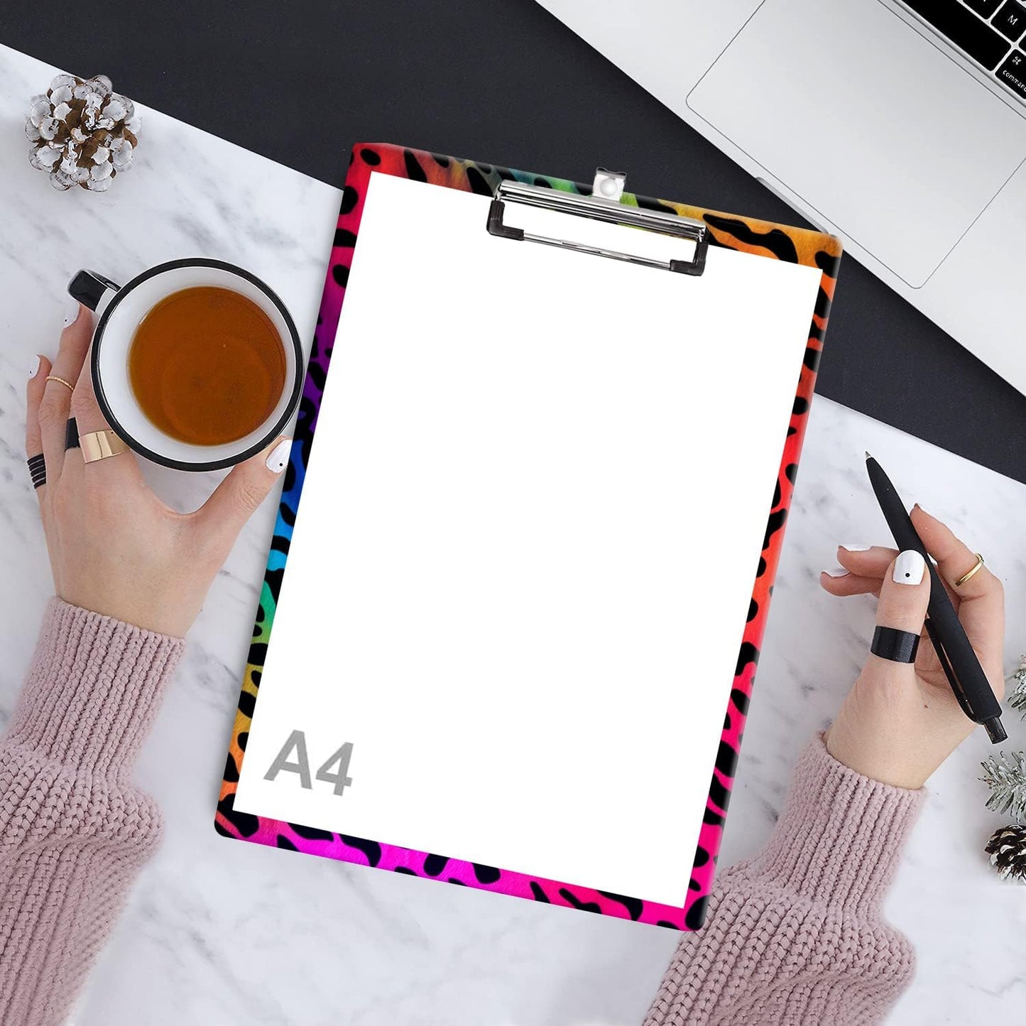 Fashion Clipboard, A4 Letter Size Wooden Decorative Clipboards for Teacher, Nurse, Doctor,Student and Kids, Cute Design for Standard Size 12.2" x 8.9" (C-Pink Purple Marble)