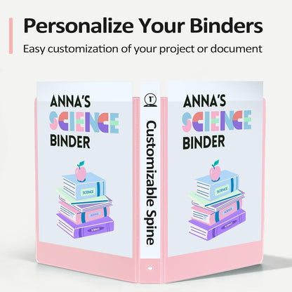 BinderX Extra Durable 3 Ring Binder, Round Rings 1 Inch Binder, Fits 175 Sheets of 8.5x11 Paper, Customizable View Cover with Inside Pockets, Cute 1" Binders, 1 Inch Binders 3 Ring, Pink