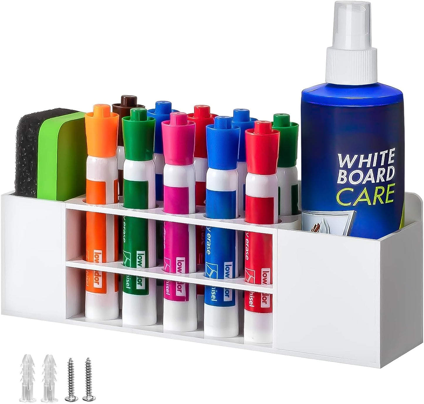 Magnetic Dry Erase Marker Holder for Whiteboard, Wall Mount Pen Holder for Refrigerator, Clear Pencil Holder for Fridge, Strong Magnet Locker Organizer for Classroom, Office