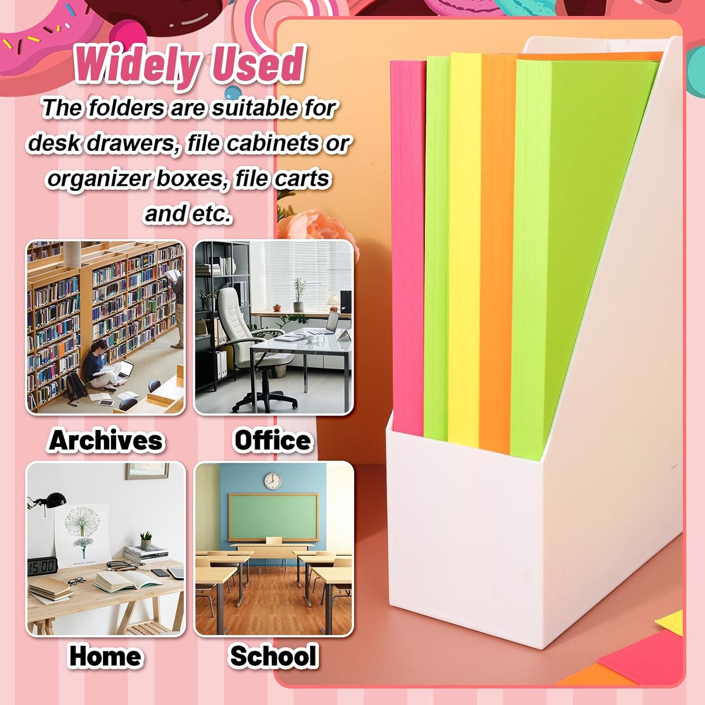 Whaline 24 Pack Dusty Blue File Folders Letter Size Gradient Blue File Pockets with 1/3 Cut Tab 8.9 x 11.6 Inch 4 Colors Documents Folders for Home Office Classroom Supplies