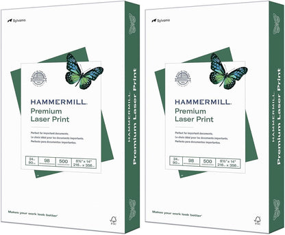 Hammermill Premium Laser Print Paper, 24 lb Copy Paper, 8.5 x 11 Letter Size, 3 Hole - 1 Ream (500 Sheets) - 98 Bright