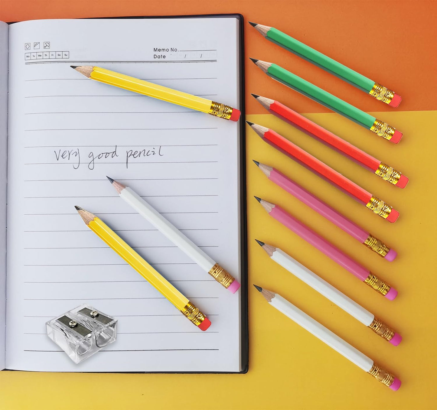 Adhere 25pcs Golf Pencils with Eraser Pre sharpened Hexagon half Wooden Pencils Graphite 2B for Golf Event Scoring,Classroom,Wedding,Company Meetings,Pew, Pocket (Nature)
