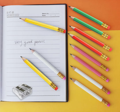 Adhere 25pcs Golf Pencils with Eraser Pre sharpened Hexagon half Wooden Pencils Graphite 2B for Golf Event Scoring,Classroom,Wedding,Company Meetings,Pew, Pocket (Nature)