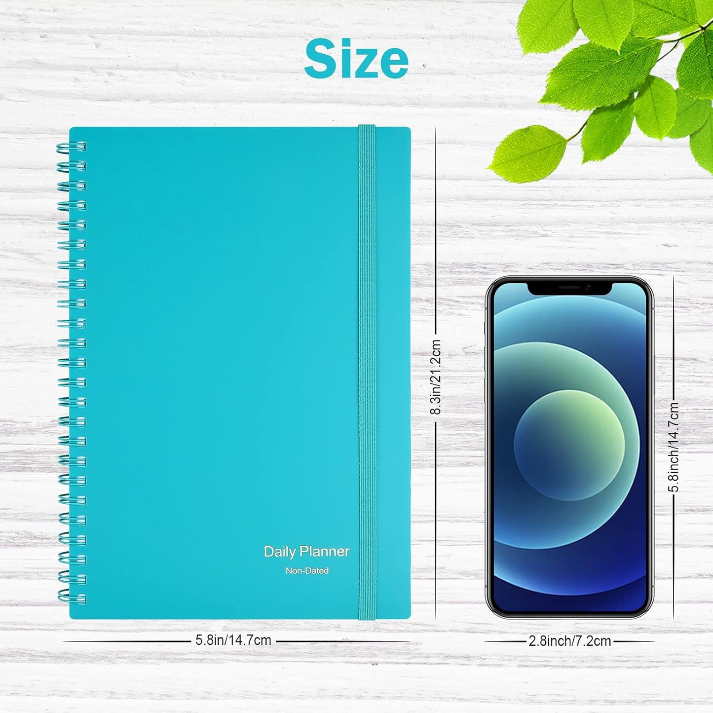 Daily Planner Undated, Asten To Do List Notebook Hourly Schedules Spiral Appointment Planner for Men and Women,PVC Hardcover,Elastic Closure, Inner Pocket 8.3" x 5.8" (Black)