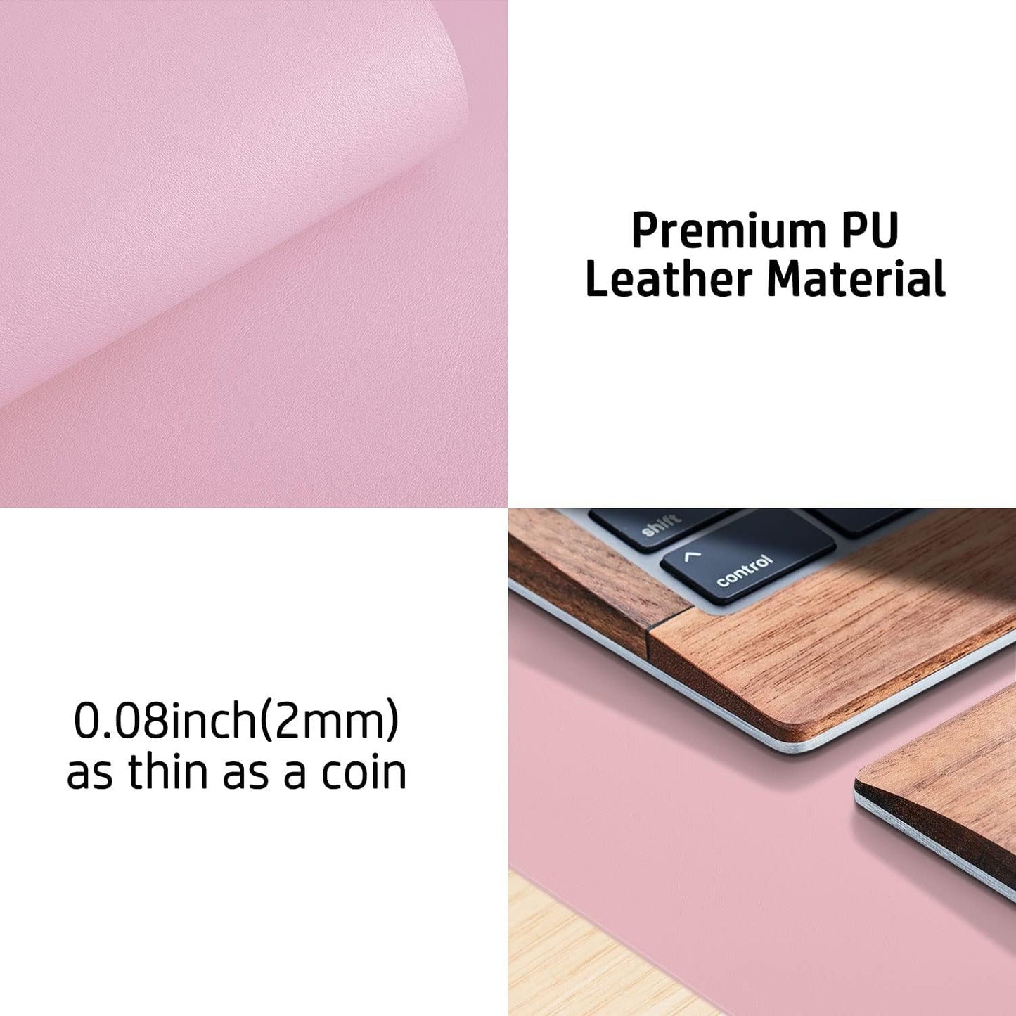 Aothia Leather Office Desk Pad Protector, Non-Slip PU Leather Desk Blotter, Waterproof Laptop Writing Mouse Pad for Office and Home, Black, 31.5" x 15.7" - Colors A