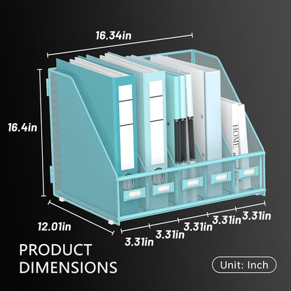 DALTACK 4 Vertical Compartments Magazine File Holder, Binder Organizer, Metal Desk Organizers for Office Home School Classroom Organization, Black