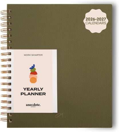 Anecdote Daily Planner w/ 2026-2027 Calendar | Start Anytime 26 Weeks Undated | 1 Page per Day | 8.5" x 5.2" | Hardcover To-Do List Organizer, Plan Your Success, Achieve Productivity Goals (Evergreen)