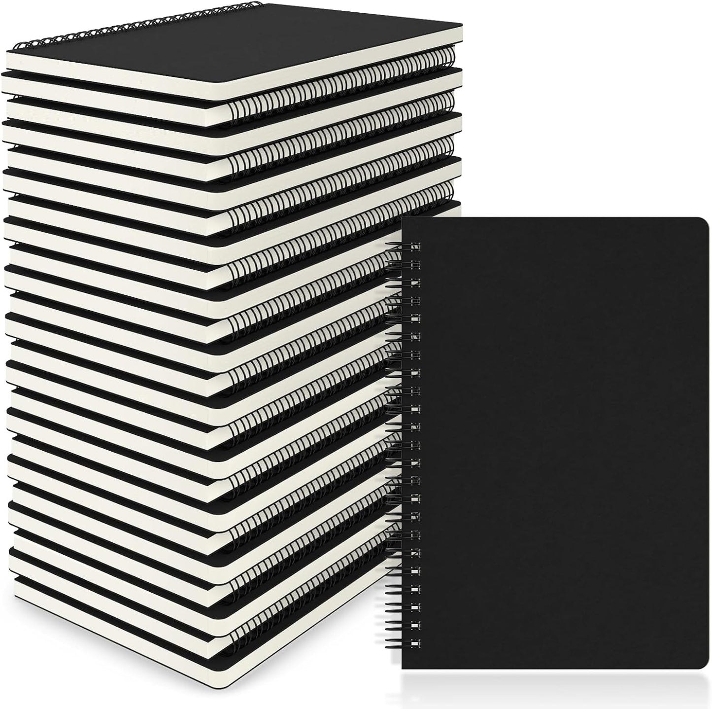 EUSOAR Spiral Notebook, A5 12packs 5.5"X8.3" 120 Pages Lined Travel Writing Notebooks Journal, Memo Notepad Sketchbook, Students College Office Business Subject Diary Ruled Book Journal-Black Cover