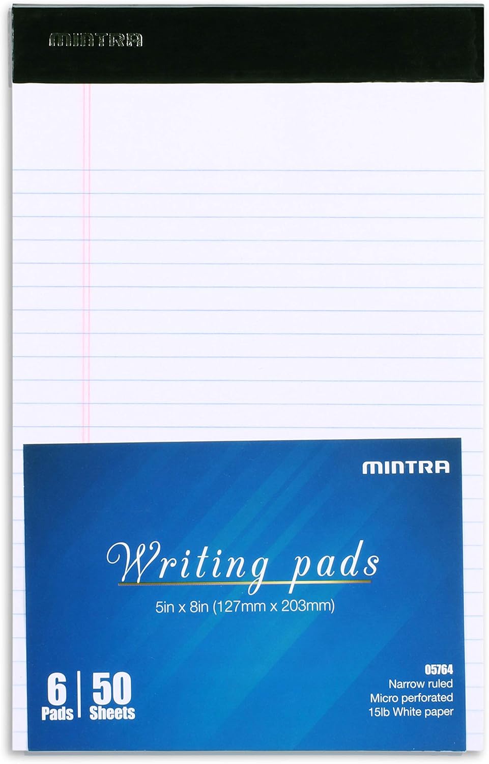 Mintra Office Colorful Legal Pads - Includes 2 Blue, 2 Pink, and, 2 Green Writing Pads, Micro Perforated Lined Sheets, Ideal for Professional & Personal Use, 5"x8" Narrow Ruled, 6 pack Basic Pastel