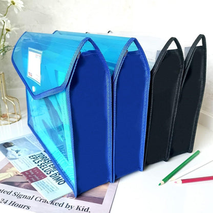 YoeeJob Plastic File Folders Legal Size Expandable Document Folder with Snap Button Closure, A4 Expanding File Wallet Envelopes Pouch with Label Pocket, 2 Packs, Black