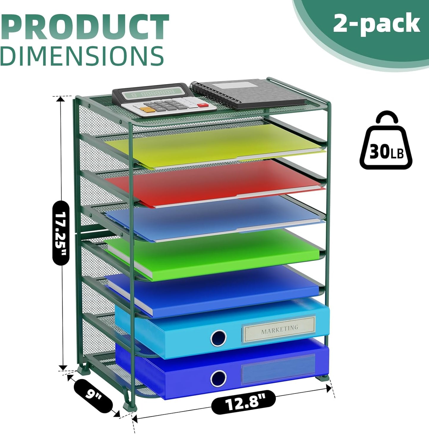 Simple Trending 2 Pack 8 Tier Letter Tray Paper - Mesh Desk File Organizer for Office School Desktop, Black