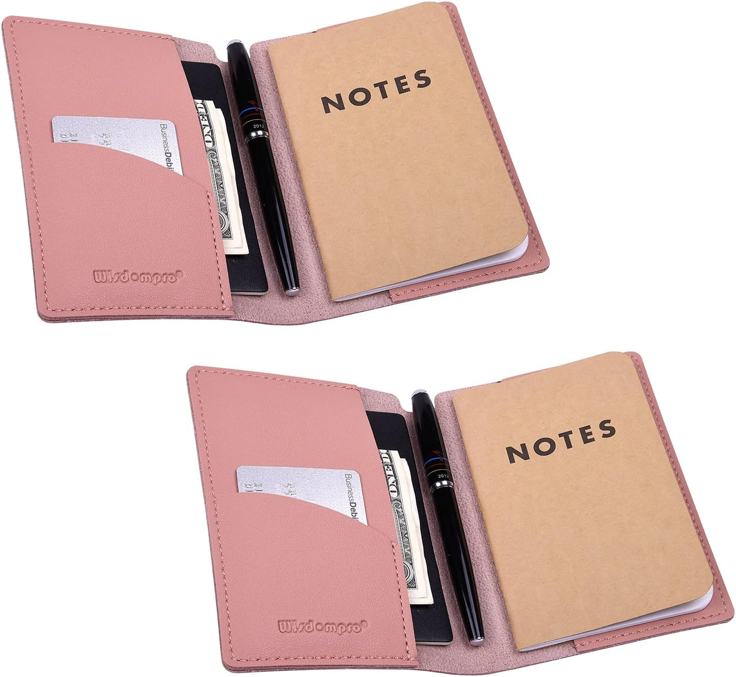 Wisdompro Journal Cover, 2 Pack PU Leather Notebook Cover for Field Notes, or other 3.5" x 5.5" Pocket Notebooks - Blue