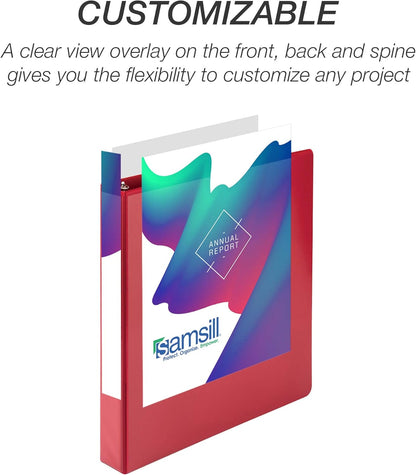 Samsill 1.5 Inch 3 Ring Binders, Economy Round Ring, Clear View Cover, 325 Sheet Capacity - for School, Home, Office - White, 4 Pack