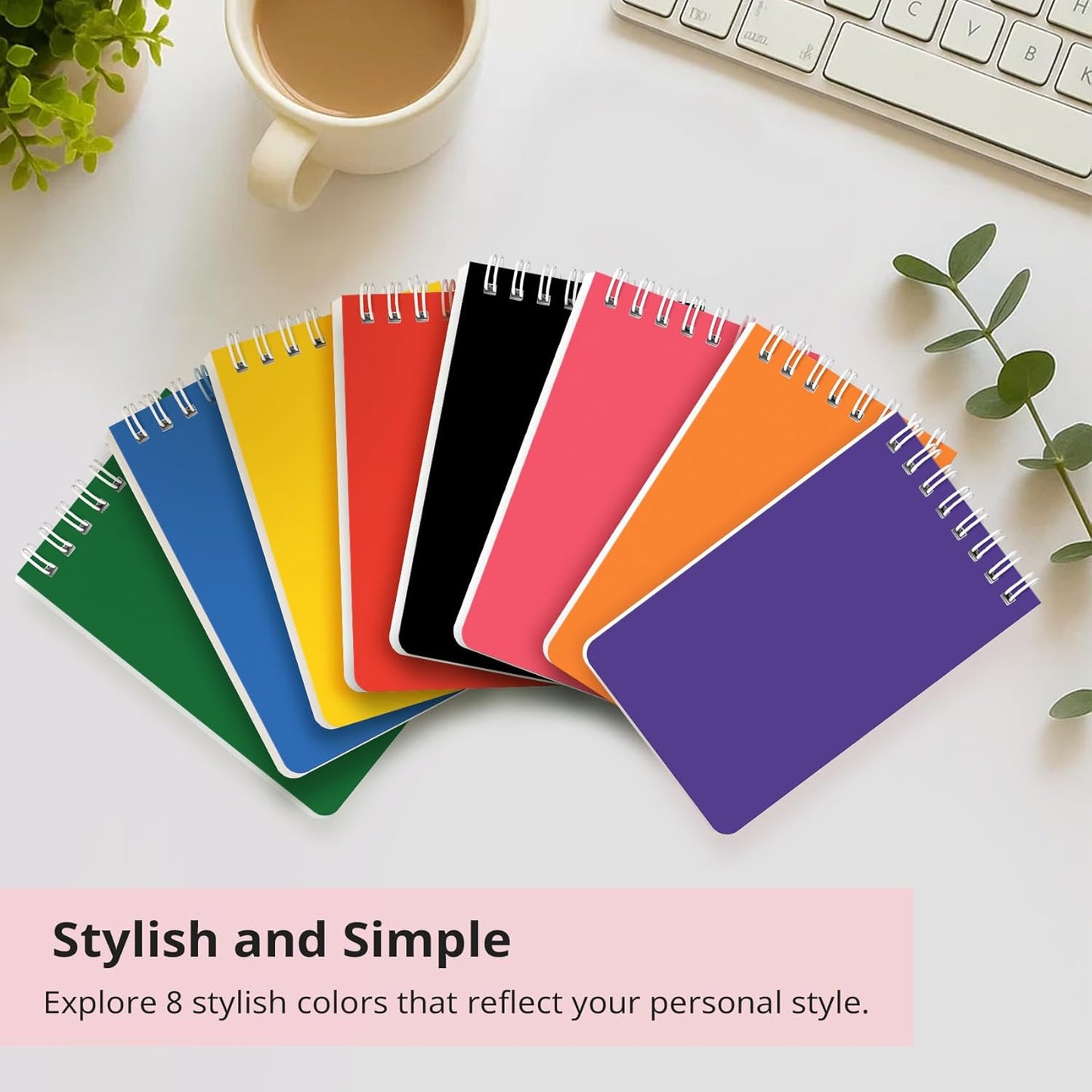 Taja Pocket Small Notebook 3" x 5", Set of 8 Mini Little Spiral Notebook, Nursing Notepad, Perfect for Work, School, Office, Nurse, Travel - Neutral