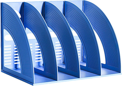 SAYEEC Magazine File Holder Folder Storage Desktop 4 Compartment Standing Hollow Green Files Bookshelf Organizer Box Office Racks Displays Holds Notebooks Documents for School Working Students