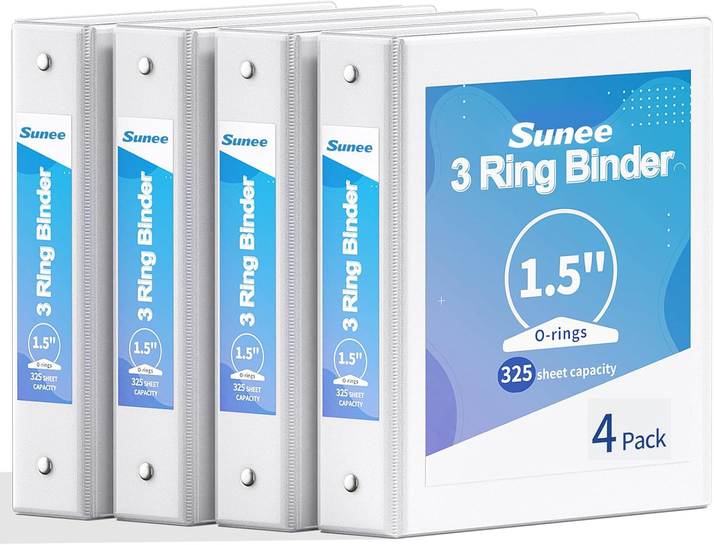 SUNEE 1/2 Inch Binders 3 Ring 10 Pack Bulk, PVC-Free Clear View Half Inch Binders (Fits 8.5x11 Inches) for School, Office & Home Use, White