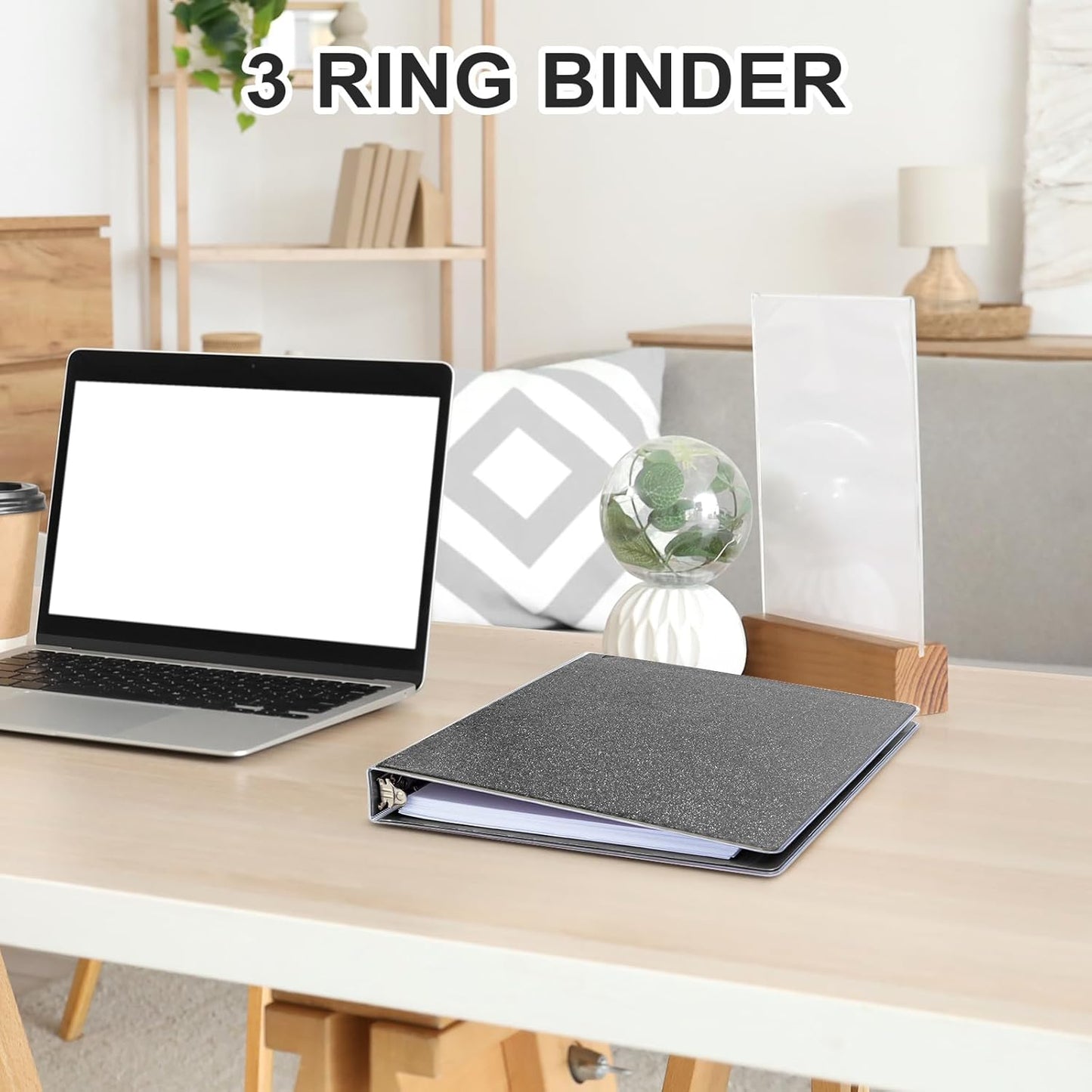 EYROZILL 3 Ring Binders 1 Inch Round Rings Binder Gold Binder Holds 8.5" x 11" Letter Size 300 Sheets, Waterproof, Gold