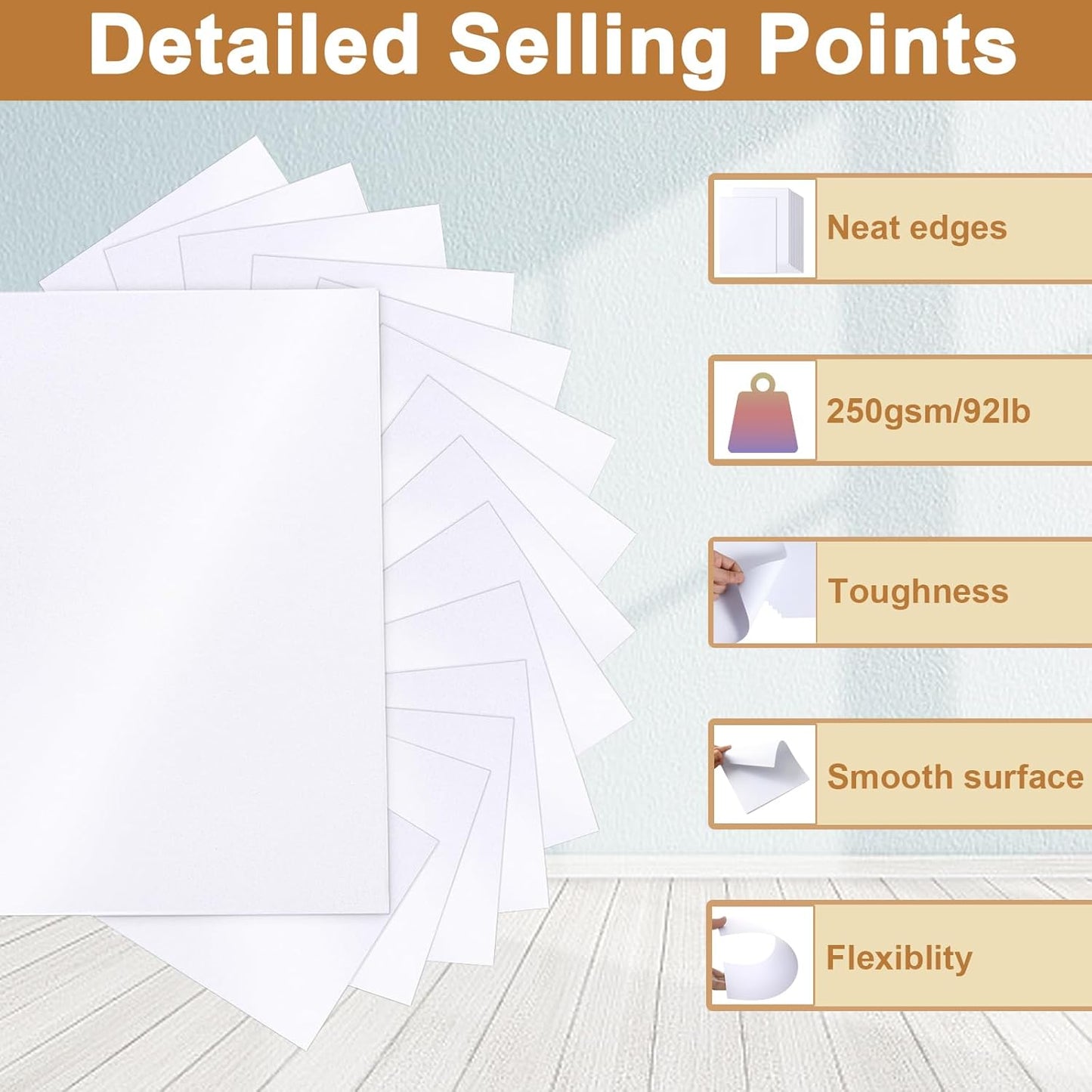 Silunkia 120 Sheets Cream Shimmer Cardstock 8.5 x 11 Off White Paper, 250gsm/92lb Premium Glossy Paper Card Stock for DIY Cards Making, Wedding Invitations, Anniversaries, Business Cards, Menus