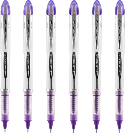 uniball Vision Elite Rollerball Pen, Bold Point (0.8mm), Black Ink, 6 Pens