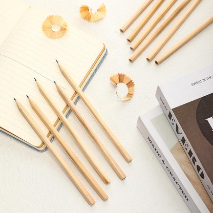 Fumete 100 Pieces Wooden Pencils Bulk No Eraser Hexagonal HB Graphite Unsharpened Natural Wood Pencils Without Erasers Classroom Gifts for Students Bulk Goodie Bag Stuffers