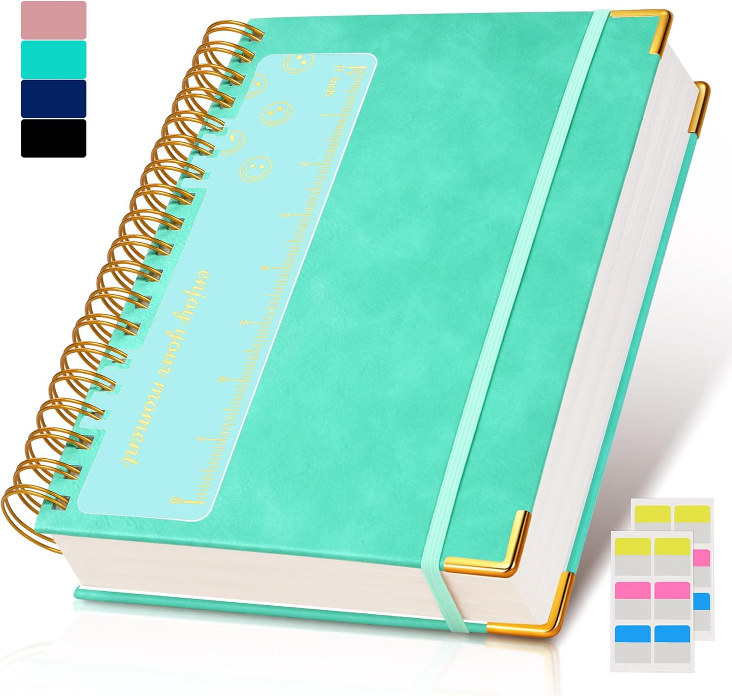 Hardcover Spiral Notebook Journal 8.5” x 11”, A4 Large Leather Notebooks for Women Men, Lined College Ruled Notebook, 50 Sheets/100 Pages, Spiral Bound Journals for Work School Note Taking, Green
