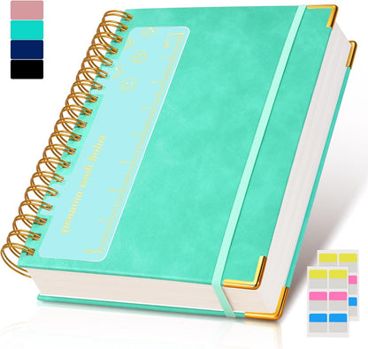 Hardcover Spiral Notebook Journal 8.5” x 11”, A4 Large Leather Notebooks for Women Men, Lined College Ruled Notebook, 50 Sheets/100 Pages, Spiral Bound Journals for Work School Note Taking, Green