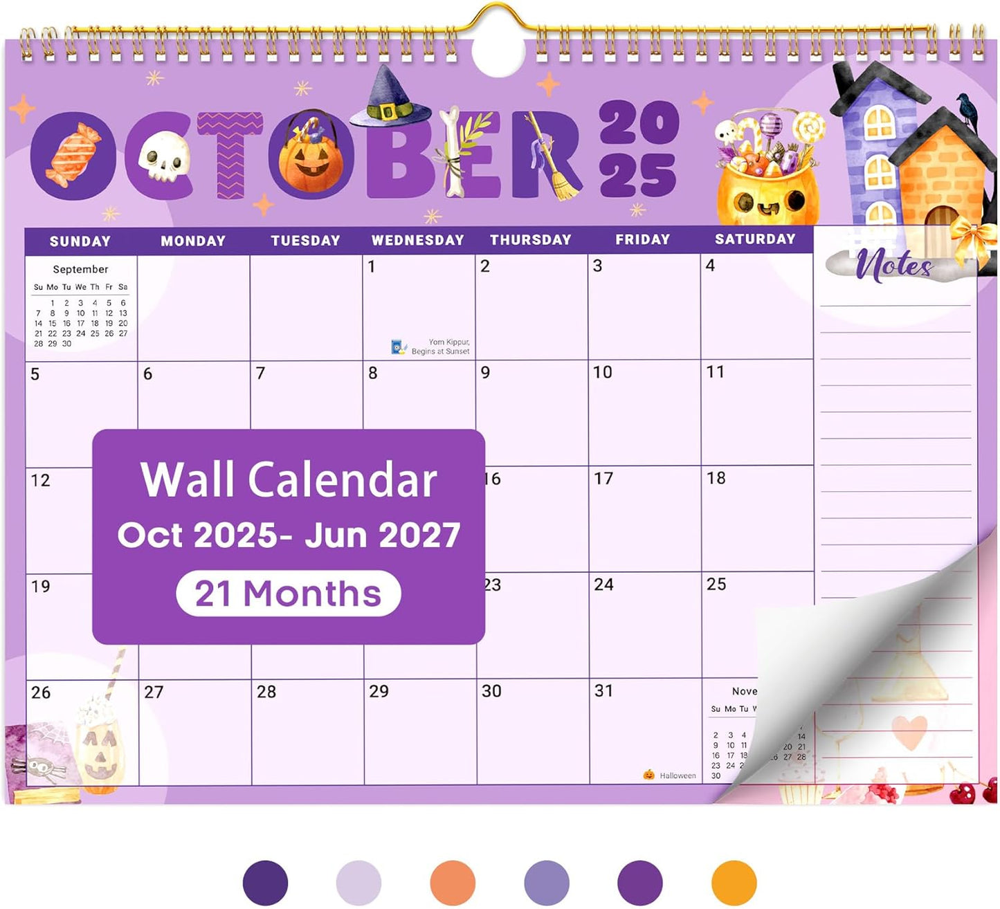Calendar 2026-2027, Monthly Wall Calendar Runs Until June 2027, 11.5" x 14.8", Spiral Binding Hanging Wall Calendar, Perfect for Home or Office,Floral