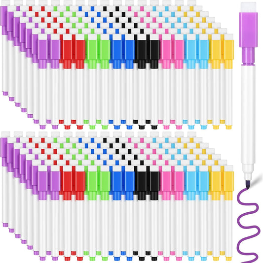 Crtiin 300 Pack Colorful Dry Erase Markers Bulk with Eraser Whiteboard Fine Tip Dry Eraser Pens White Board Marker for Writing on Whiteboard Mirror Glass in School Office Home