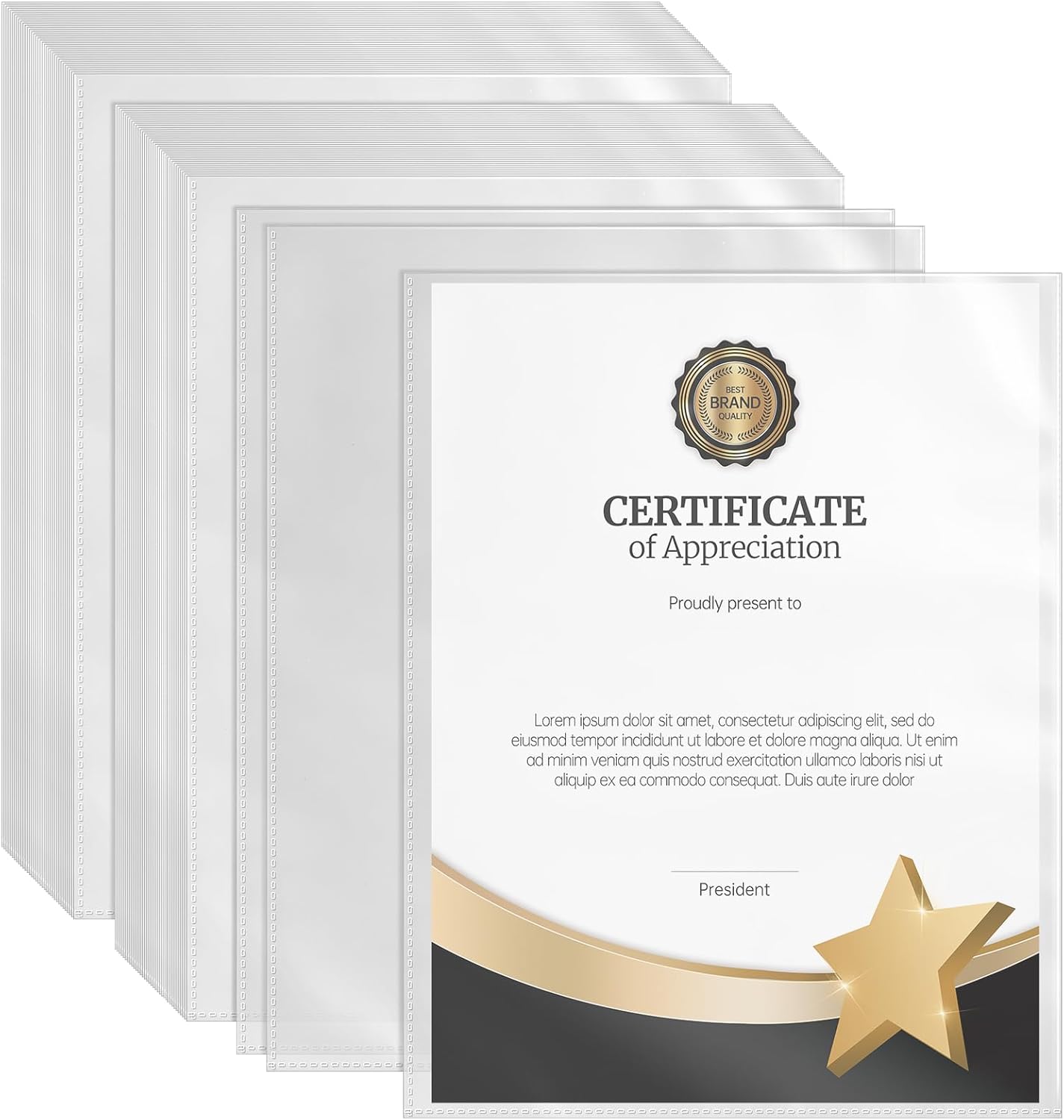 VOKOY 100 Pack No Holes Sheet Protectors,8.5" x 11", Letter Size Heavy Duty Clear View Page Protectors Without Holes,Top Loading Clear Paper Sleeves Document Artwork Protectors